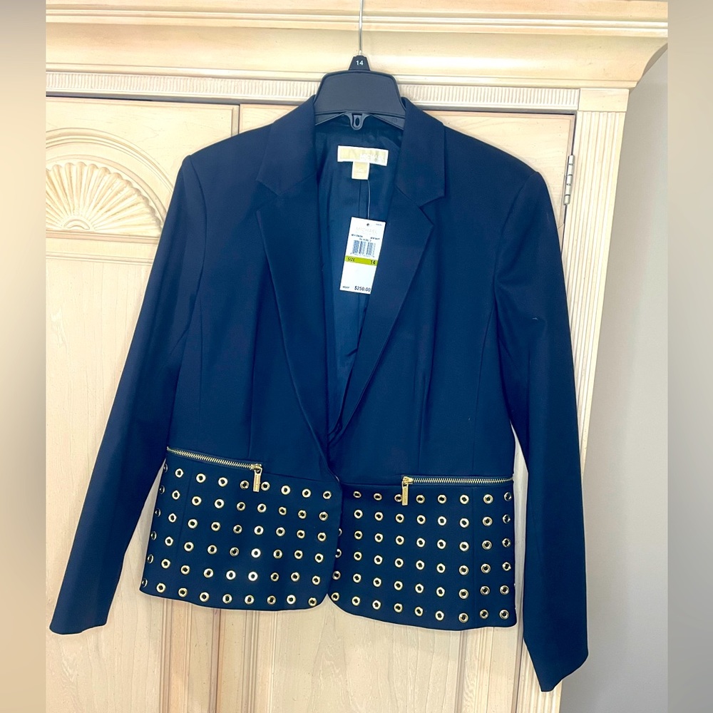 Michael Kors Blue Jacket with Gold Grommets
